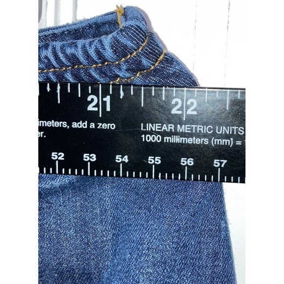 Talbots Petites Stretch Denim Raw Hem Elastic Inset Waist Mini Short Skirt - Picture 9 of 9